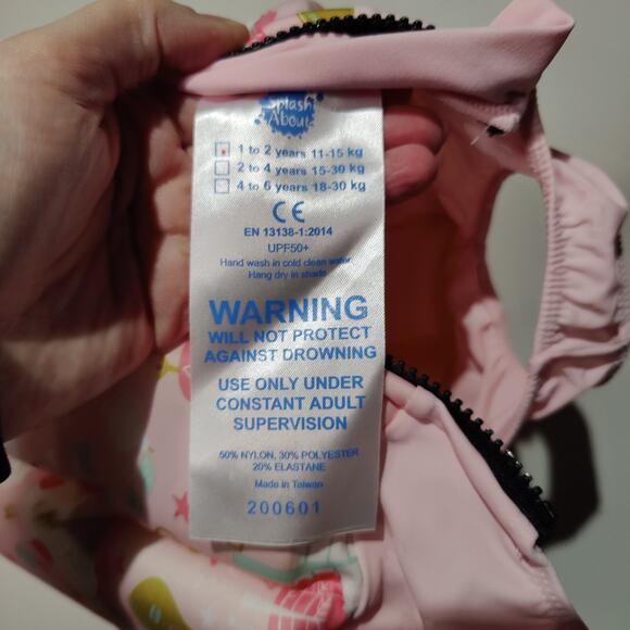 Splash About Baby Girl Sz 1-2 Years Float Suit Pink Owl Cat Swimsuit Life Jacket - Picture 4 of 5